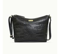 Assots London 'CAROL' Black Croc Real Leather Designer Crossbody Shoulder Bag