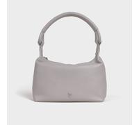Assots London 'city Bag' Soft Pebble Grain Real Leather Shoulder Bag In Light Grey Light Grey