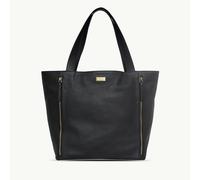 Assots London 'CORDER' Black Pebble Grain Real Leather Oversized Tote Bag