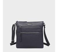 Assots London 'cori' Pebble Grain Soft Real Leather Crossbody Bag In Navy Navy