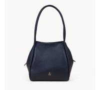 Assots London Debbie' Pebble Grain Real Leather Shoulder Bag In Navy Navy One Size
