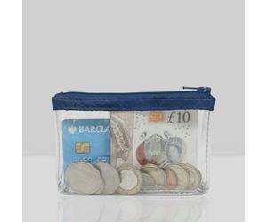 Assots London 'DINAH' Transparent Zip Top Blue Iris Coin Purse
