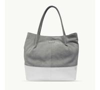 Assots London 'DONNA' Grey and Metallic Silver Real Leather Unlined Designer Shopper Bag