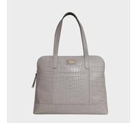Assots London Eva' Croc Embossed Real Leather Designer Unlined Tote Bag In Grey Grey One Size