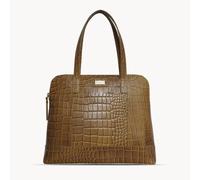 Assots London Eva' Croc Embossed Real Leather Designer Unlined Tote Bag In Mustard Mustard