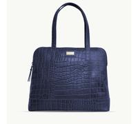 Assots London 'Eva' Navy Croc Real Leather Designer Unlined Tote Bag