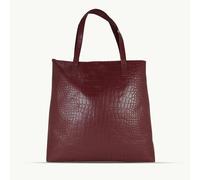 Assots London 'FREYA' Burgundy Semi Structured Unlined Croc Leather Tote Bag