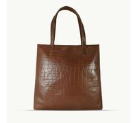 Assots London 'FREYA' Tan Semi Structured Unlined Croc Leather Tote Bag
