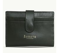 Assots London 'GROVE' Forest Green Khaki Smooth RFID Tab-over Leather Credit Card Holder
