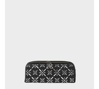 Assots London 'holborn' Metallic Silver And Black Floral Designer Leather Clutch Bag Black