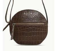 Assots London 'Jane' Brown Croc Leather Round Designer Crossbody Bag