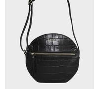 Assots London Jane' Embossed Croc Leather Round Designer Crossbody Bag In Black Black