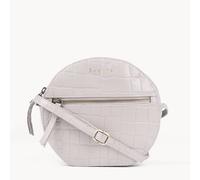 Assots London Jane' Embossed Croc Leather Round Designer Crossbody Bag In Light Grey Light Grey One Size