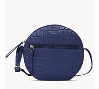 Assots London Jane' Embossed Croc Leather Round Designer Crossbody Bag In Navy Navy One Size