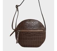 Assots London Jane' Embossed Croc Leather Round Designer Crossbody Bag In Tan Tan