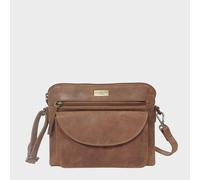 Assots London 'jean' Distressed Vintage Real Leather Crossbody Bag In Tan Tan