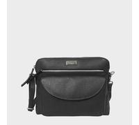 Assots London 'jean' Soft Pebble Grain Real Leather Crossbody Bag In Black Black