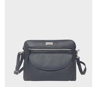 Assots London 'jean' Soft Pebble Grain Real Leather Crossbody Bag In Navy Navy