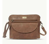 Assots London JEAN' Tan Distressed Real Leather Crossbody Bag