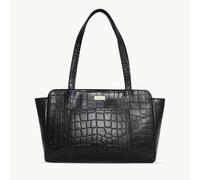 Assots London 'JUDITH' Black Croc Real Leather Shoulder Bag