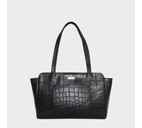 Assots London 'judith' Croc Real Leather Shoulder Bag In Black Black