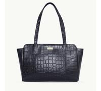 Assots London 'JUDITH' Navy Croc Real Leather Shoulder Bag