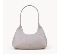 Assots London Lara' Pebble Grain Real Leather Shoulder Bag In Grey Grey