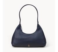 Assots London Lara' Pebble Grain Real Leather Shoulder Bag In Navy Navy