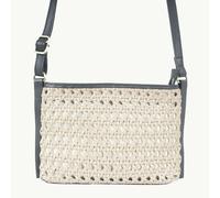 Assots London 'LEATHER LOOM' Light Beige & Black Real Leather Woven Crossbody Bag