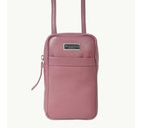 Assots London 'LEO' Carmine Pink Nappa Real Leather Crossbody Mobile Phone Bag