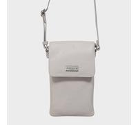 Assots London 'maria' Full Grain Real Leather Crossbody Phone Bag In Light Grey Light Grey