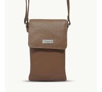 Assots London 'MARIA' Tan Pebble Grain Real Leather Crossbody Phone Bag