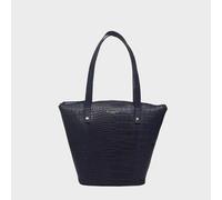 Assots London 'melanie' Croc Real Leather Unlined Bucket Bag In Navy Navy One Size