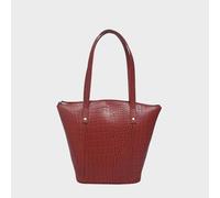 Assots London 'melanie' Croc Real Leather Unlined Bucket Bag In Red Red