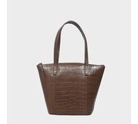 Assots London 'melanie' Croc Real Leather Unlined Bucket Bag In Tan Tan