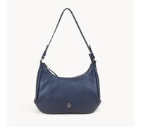 Assots London 'natasha' Pebble Grain Real Shoulder Bag In Navy Navy
