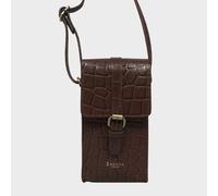 Assots London 'petra' Croc Real Leather Mobile Phone Crossbody Bag In Brown Brown One Size