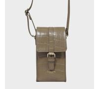 Assots London 'petra' Croc Real Leather Mobile Phone Crossbody Bag In Khaki Khaki