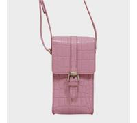 Assots London 'petra' Croc Real Leather Mobile Phone Crossbody Bag In Pink Pink
