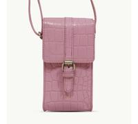 Assots London 'PETRA' Pink Croc Real Leather Mobile Phone Crossbody Bag