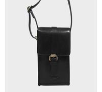 Assots London 'petra' Polished Vt Real Leather Mobile Phone Crossbody Bag In Black Black One Size