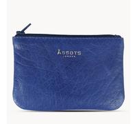 Assots London 'Poppy' Blue Iris Full Grain Leather Zip Top Coin Purse