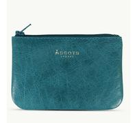 Assots London 'Poppy' Ocean Blue Full Grain Leather Zip Top Coin Purse