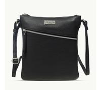 Assots London 'ROSY' Black Pebble Grain Soft Real Leather Crossbody Bag