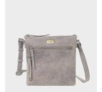 Assots London Rue' Distressed Real Leather Crossbody Bag In Mid Grey Mid Grey