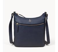 Assots London Sally' Pebble Grain Real Leather Crossbody Bag In Navy Navy