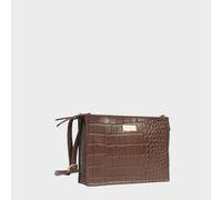 Assots London 'susan' Croc Real Leather Rectangle Box Crossbody Bag Tan