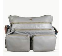 Assots London 'SUZANNE' Grey Lightweight Luxurious Baby Changing/Diaper Leather Crossbody Organiser Bag