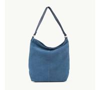 Assots London 'TINA' Navy Suede Real Leather Unlined Slouchy Shopper Tote Bag