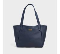 Assots London 'urban Tote' Pebble Grain Real Leather Work Tote Bag In Navy Navy